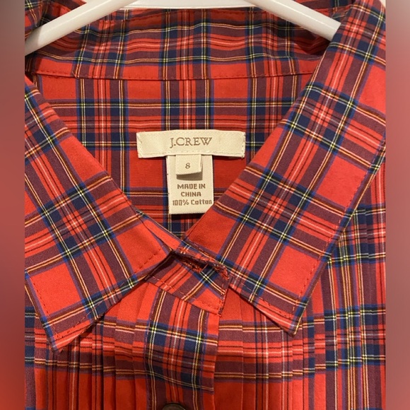 J. Crew red plaid button front shirt. Size 8. Great condition. - Picture 2 of 3